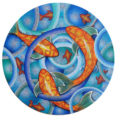 Peinture intitulée "Koi carps" par Olha Kuznietsova, Œuvre d'art originale, Acrylique