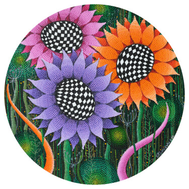 Peinture intitulée "Flowers" par Olha Kuznietsova, Œuvre d'art originale, Acrylique