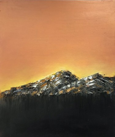 Картина под названием "Dawn in the mountai…" - Olga Lakomaya, Подлинное произведение искусства, Масло