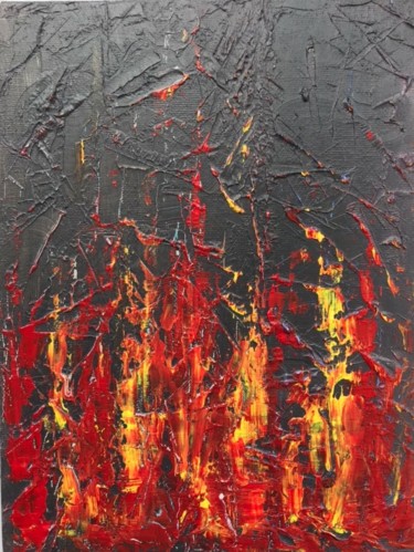 Картина под названием "the Fire" - Olga Lakomaya, Подлинное произведение искусства, Масло