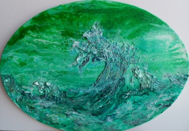 Painting titled "Azure wave" by Olga Larina, Original Artwork, Acrylic