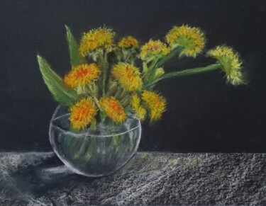 Картина под названием "Dandelions." - Olga Larina, Подлинное произведение искусства, Пастель