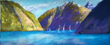 Pintura intitulada "Norwegian  fjords" por Olga Larina, Obras de arte originais, Pastel