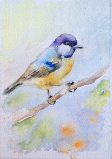 Painting titled "Bird" by Olga Laza, Original Artwork, Watercolor