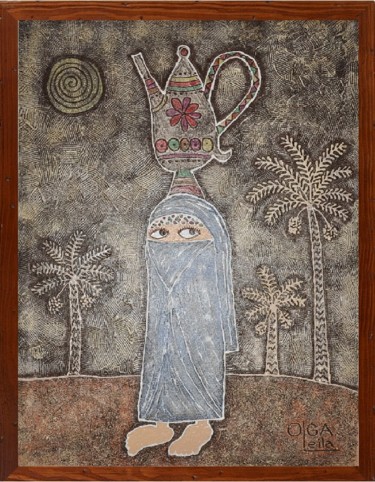 Peinture intitulée "" Femme du désert "" par Olga Leila, Œuvre d'art originale, Acrylique