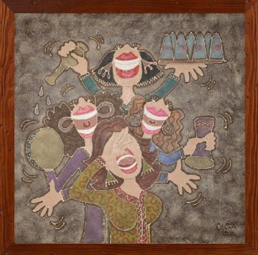 Peinture intitulée "" Femme en fête "" par Olga Leila, Œuvre d'art originale, Acrylique