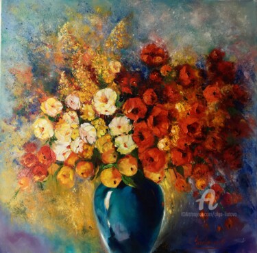 Peinture intitulée "Wonderful flowers" par Olga Liutova-Amplatz, Œuvre d'art originale, Huile