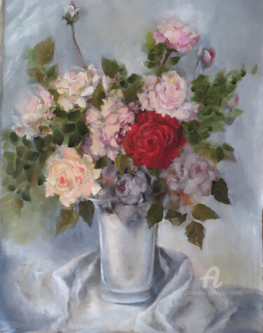 Painting titled "Delicate bouquet of…" by Olga Liutova-Amplatz, Original Artwork, Oil