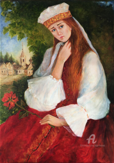 Pintura titulada "The Scarlet Flower" por Olga Liutova-Amplatz, Obra de arte original, Oleo