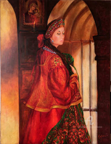Pintura titulada "Russian beauty" por Olga Liutova-Amplatz, Obra de arte original, Oleo