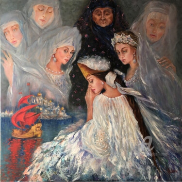 Malerei mit dem Titel "Queen" von Olga Liutova-Amplatz, Original-Kunstwerk, Öl
