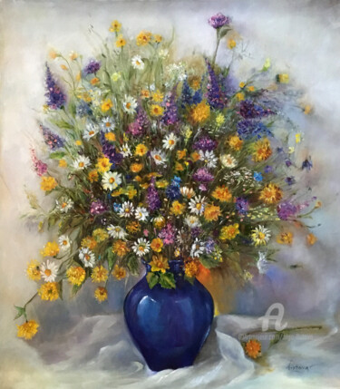 Pintura intitulada "Alpine Bouquet" por Olga Liutova-Amplatz, Obras de arte originais, Óleo