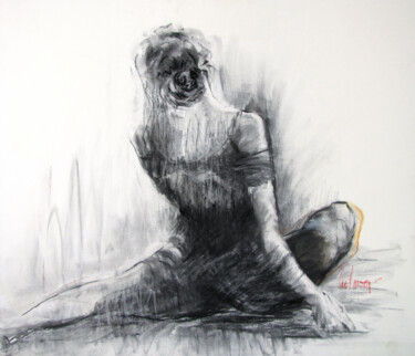 Painting titled "Body Flexibility" by Olga Liutova-Amplatz, Original Artwork, Charcoal