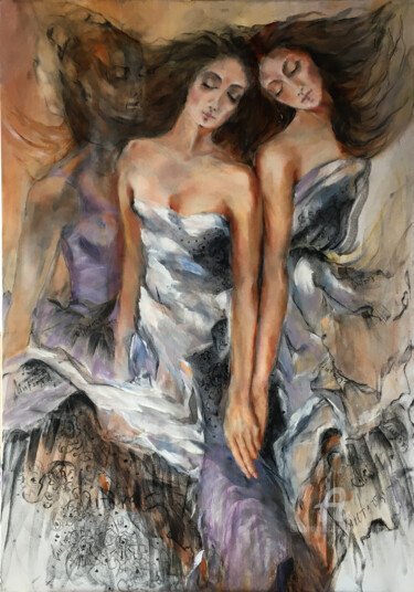 Pintura titulada "Two girlfriends" por Olga Liutova-Amplatz, Obra de arte original, Oleo