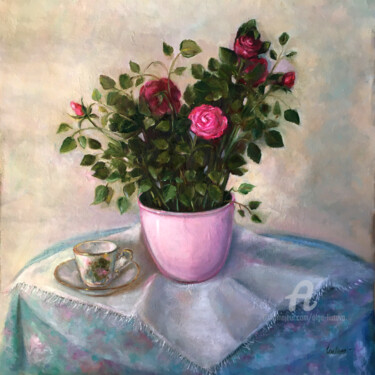 Картина под названием "Pearl Cup" - Olga Liutova-Amplatz, Подлинное произведение искусства, Масло