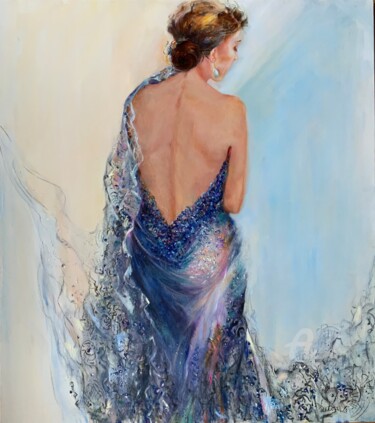 Painting titled "Sapphire" by Olga Liutova-Amplatz, Original Artwork, Oil