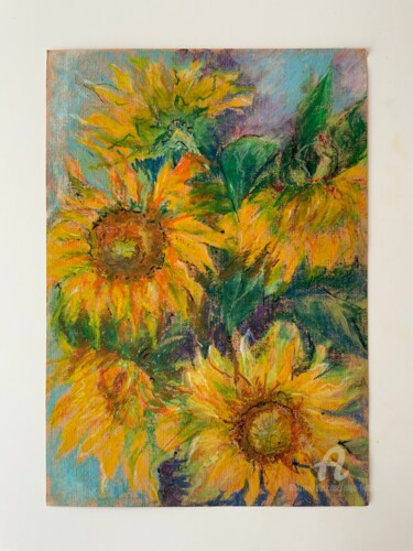 Painting titled "Sunny flowers" by Olga Liutova-Amplatz, Original Artwork, Oil