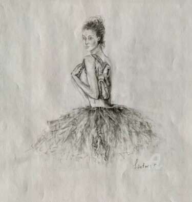 Painting titled "Young ballerina" by Olga Liutova-Amplatz, Original Artwork, Pencil