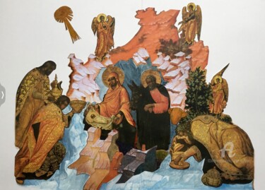 绘画 标题为“,,Adoration of the…” 由Olga Liutova-Amplatz, 原创艺术品, 拼贴