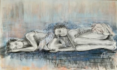 Painting titled "Après la répétition" by Olga Liutova-Amplatz, Original Artwork, Charcoal