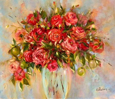 Pintura intitulada "Bouquet festif" por Olga Liutova-Amplatz, Obras de arte originais, Óleo