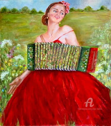Malerei mit dem Titel "Happy summer" von Olga Liutova-Amplatz, Original-Kunstwerk, Öl