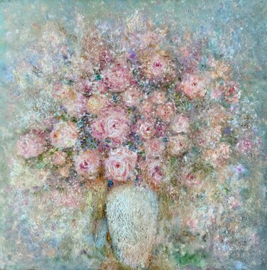 Картина под названием "Roses dans la neige" - Olga Liutova-Amplatz, Подлинное произведение искусства, Масло