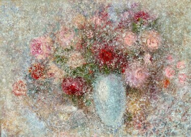 Peinture intitulée "Tea rose" par Olga Liutova-Amplatz, Œuvre d'art originale, Huile Monté sur Châssis en bois