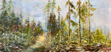 Painting titled "Forest. Alps." by Olga Liutova-Amplatz, Original Artwork, Oil