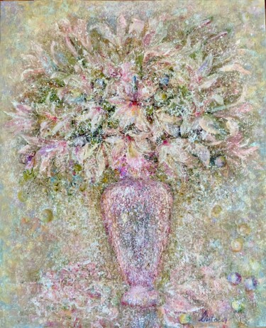 Pintura intitulada "Snow lilies, ripe p…" por Olga Liutova-Amplatz, Obras de arte originais, Óleo