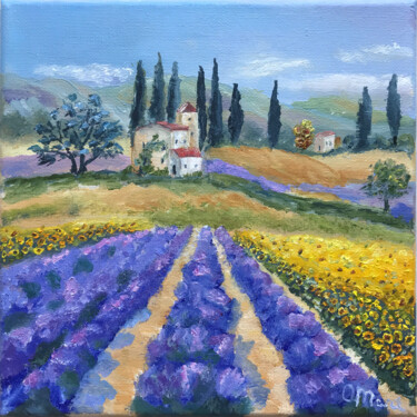 Pintura intitulada "Provence painting,…" por Olga Mart, Obras de arte originais, Óleo Montado em Armação em madeira