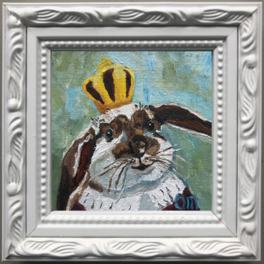 "Bunny Painting Orig…" başlıklı Tablo Olga Mart tarafından, Orijinal sanat, Petrol Ahşap panel üzerine monte edilmiş