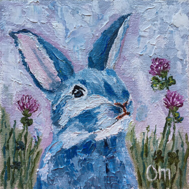 "Bunny Painting Orig…" başlıklı Tablo Olga Mart tarafından, Orijinal sanat, Petrol Ahşap panel üzerine monte edilmiş