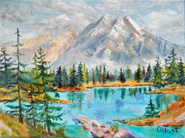 Peinture intitulée "Mountain panting  M…" par Olga Mart, Œuvre d'art originale, Huile Monté sur Châssis en bois