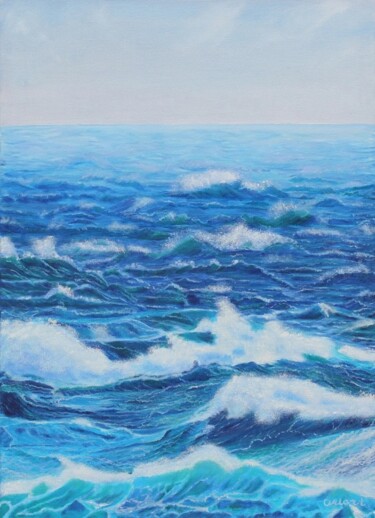 Pittura intitolato "Large Seascape  Oil…" da Olga Mart, Opera d'arte originale, Olio