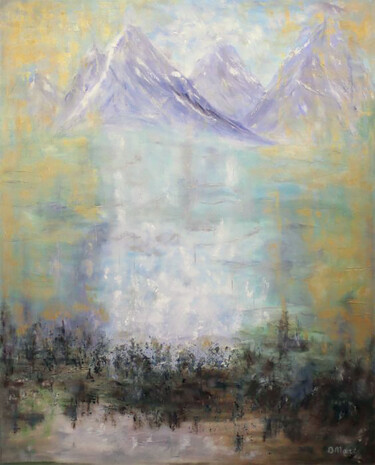 Painting titled "Large mountains pai…" by Olga Mart, Original Artwork, Oil
