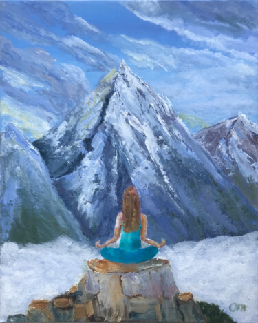 Pittura intitolato "Smoky mountains pai…" da Olga Mart, Opera d'arte originale, Olio Montato su Cartone