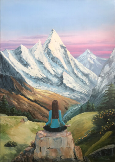 Malerei mit dem Titel "Mountains painting" von Olga Mart, Original-Kunstwerk, Öl