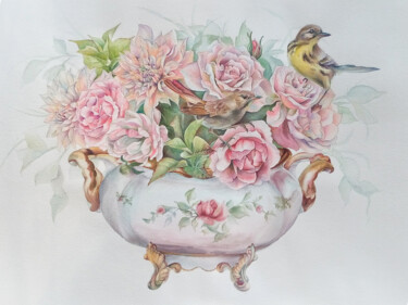 Pittura intitolato "Porcelain Etude" da Olga Matyunina, Opera d'arte originale, Acquarello