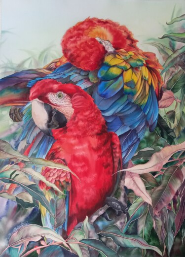 Pintura titulada "Let the birds in" por Olga Matyunina, Obra de arte original, Acuarela