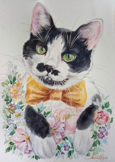 Pintura intitulada "Chaplin" por Olga Matyunina, Obras de arte originais, Aquarela