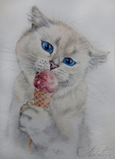 Malerei mit dem Titel "Sweet-tooth" von Olga Matyunina, Original-Kunstwerk, Aquarell