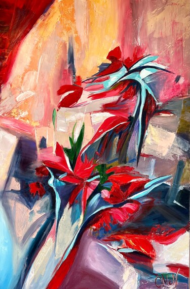 Pintura titulada "Gladiolus Passion" por Olga Mcnamara, Obra de arte original, Oleo