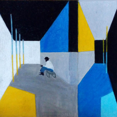 Картина под названием "Man on the platform" - Olga Meer, Подлинное произведение искусства, Пастель