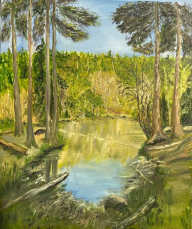 Картина под названием "Secluded Woodland L…" - Olga Minasyan, Подлинное произведение искусства, Масло