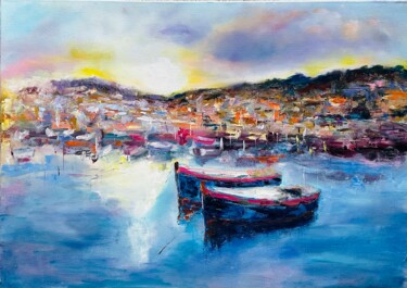 Painting titled "Evening Decends" by Olga Minasyan, Original Artwork, Oil