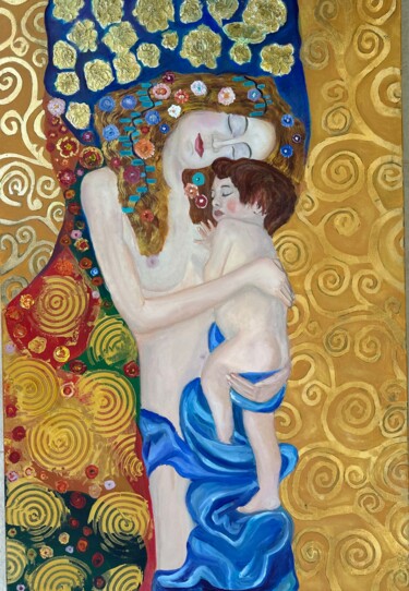 Schilderij getiteld "Inspirational Klimt" door Olga Minasyan, Origineel Kunstwerk, Olie