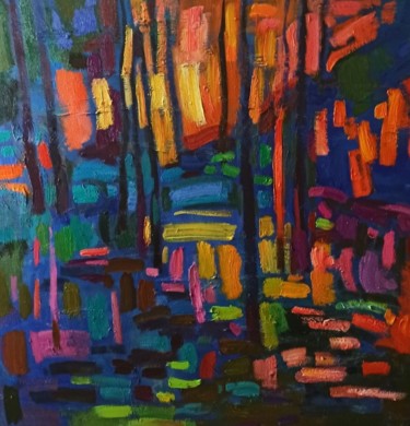 Картина под названием ""Лесной витраж"" - Olga Morozova, Подлинное произведение искусства, Масло Установлен на Деревянная ра…