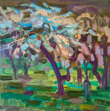 Картина под названием ""Растрёпанная слива"" - Olga Morozova, Подлинное произведение искусства, Масло Установлен на Деревянн…