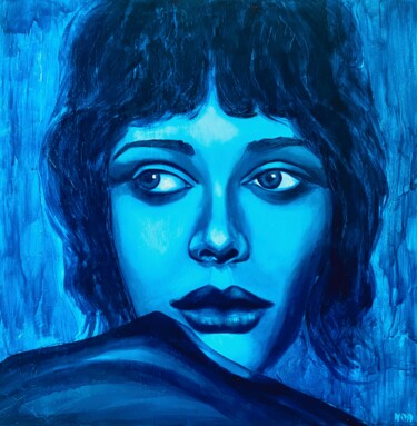 Картина под названием "Bluecolored ocean n…" - Olga Naduieva, Подлинное произведение искусства, Масло